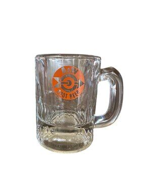 A&W Root Beer Vintage Glass Mug With Handle - Retro Orange Logo - Heavy-Duty